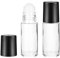COMNICO 30ml Roll on Glasflaschen für Ätherisches Öl, 2 Stück Nachfüllbare Leere für mit Rollerball Schwarzer Kappe Durchsichtige Auslaufsichere Massagebehälter für Atherische Öle, Duftstoff Massagen