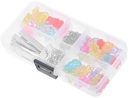 KONTONTY 2 Sets Cute Bear Resin Charm Diy Craft Charms Chain Set Jewelry Making