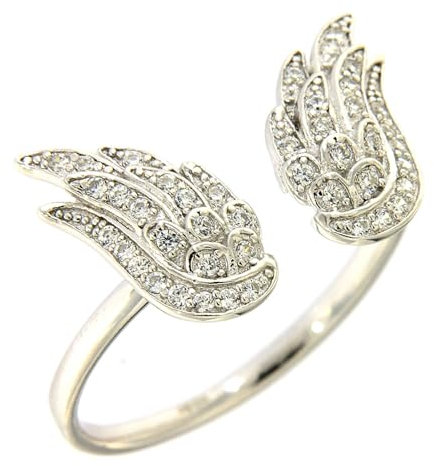 Holyart Ring Amen geöffnet Silber 925 und Zirkonen Flügel, 18.5 mm (0.72 inc.) - DE 58