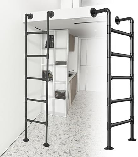 Wandmontierte Loftleiter mit Metallstufe für Keller, Fenster, Brunnen und Feuerentlust, 124,5 cm Etagenbett, Wohnmobil-Leiter zum Klettern