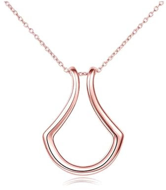 Accessories Ringhalter-Halskette aus 925er-Sterlingsilber für Damen, Halskette mit geometrischem, schlichtem Ringhalter, Ringanhänger-Halskette, 45 cm lang, Wunschknochen-Halskette,