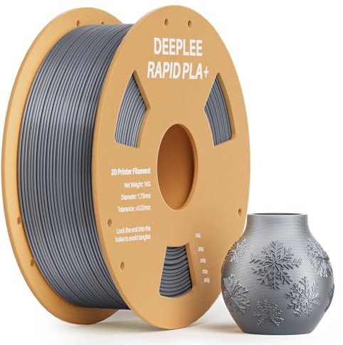 DEEPLEE Rapid PLA Plus Filament 1.75mm Silber 1KG | High Speed 3D Drucker Filament up to 600mm/s, PLA+ Filament Maßgenauigkeit +/- 0.02 mm, FDM-kompatibel