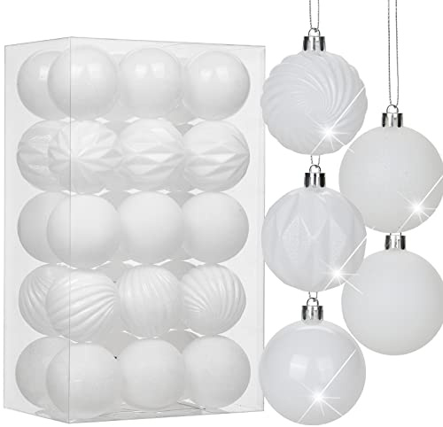 30er-Set 6cm Christbaumkugeln Set Weihnachtsbaumkugeln Kunststoff Weihnachtsbaumschmuck mit Aufhängeöse Weihnachtsbaumschmuck für Hochzeit, Feiertage, Party, Weihnachten, Halloween, Heimdekoration