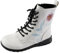 Stivaletti da donna da combattimento stampati con lacci laterali con cerniera laterale, suola antiscivolo, tacco basso, stivali in pelle impermeabili da donna, stivali da cowboy corti, leggeri, scarpe