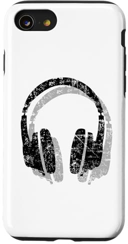 Custodia per iPhone SE (2020) / 7 / 8 Cuffie (Nero Vintage Ombra) DJ