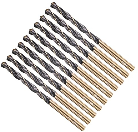 METALLIXITY Drill Bit (4.2mm) 4341 High-Speed Steel Black & Gold 10Pcs | Straight Shank 118° Black and Gold Finish for Copper Aluminum Wood Plastic Medium Hard Metal