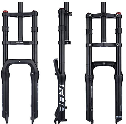 HSIRYAOHD MTB DH FedergabelSnow Beach Bike Suspension Fork 20 Inch 4.0 Tire Fat Air Forks Travel 140mm, 1-1/8inch Steerer Bike Forks Spread 135mm Double Shoulder Shock Absorbing Fr