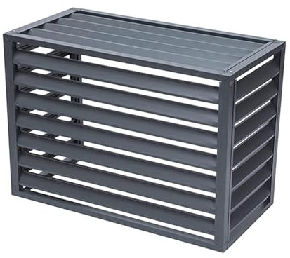 Dnowegas heat pump cover air source heat pump cover ondenser cover aluminum air conditioner fence outdoor condenser protective cover Gray Louver Top L100*W50*H70(1.5P)