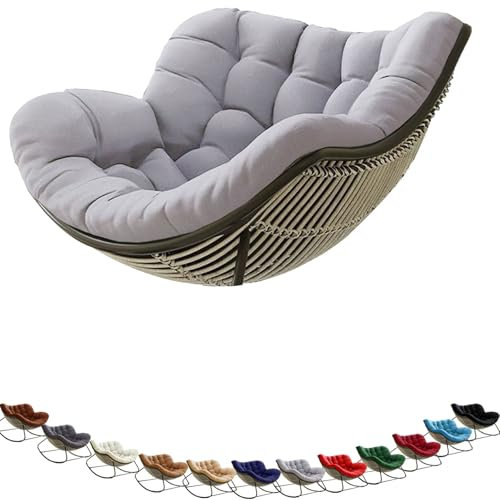 MCNDSI Schaukelstuhl Auflage wasserdicht Rattan Wohnzimmer, Bequemer Schaukelsessel Kissen Outdoor Indoor, Papasansessel Kissen Auflage Doppelt Für Garten, Terrasse(F4)