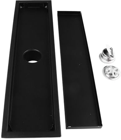 Drenaje de ducha lineal rectangular de acero inoxidable, 40 cm de largo, desagüe de suelo, sótano, cubierta de drenaje de baño, rejilla de inserción de azulejos, drenaje de canal largo extraíble para