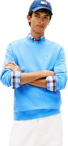 Tommy Jeans Herren Sweatshirt Regular Fit Flag Fleece Rundhalsausschnitt, Blau (Blue Twilight), XL