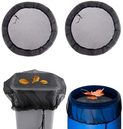 2PCS Water Butt Mesh Cover, Anti-Mosquito, Leaf-Proof Water Butt Cover | Adjustable Net for Rain Water' Collectors for Garden Water Butts and Barrels Leaf & Insect Barrier 80cm Covers (Black)