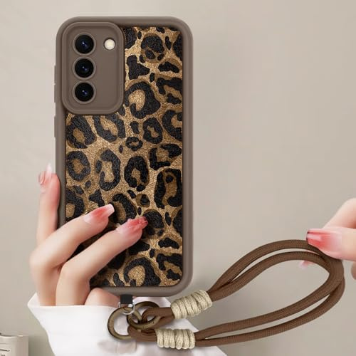 AICISINGN Handyhülle für Samsung Galaxy S23 Plus Hülle mit Armband Schnur, Handykette Schutzhülle mit Aesthetic Leopard Muster mit Kordel zum Umhängen Cover Case für Samsung S23 Plus, 03