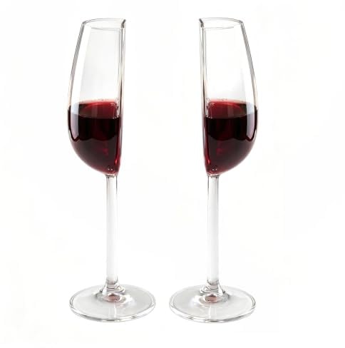 Syncharm Lot de 2 Demi-Verres à Vin – 200ml, Verres à Vin Rouge et Blanc Drôles, Grand Pied, Design Unique, Verre Transparent pour Saint-Valentin, Anniversaire, Noël, Mariage