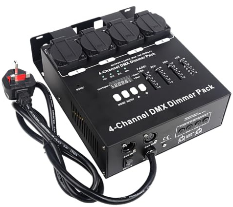 DMX Dimmer Pack, 4-Channel DMX512 Dimmer Pack – Lighting Controller for Stage Lighting Control