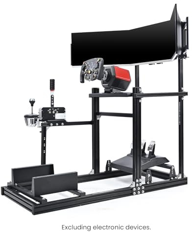 Minneer 3060&3030 Aluminium Racing Simulator Cockpit, fit for Fanatec, for Logitech, for Thrustmaster, Racing Stand with Triple TV Mount, Steering Wheel and Pedals Not Include