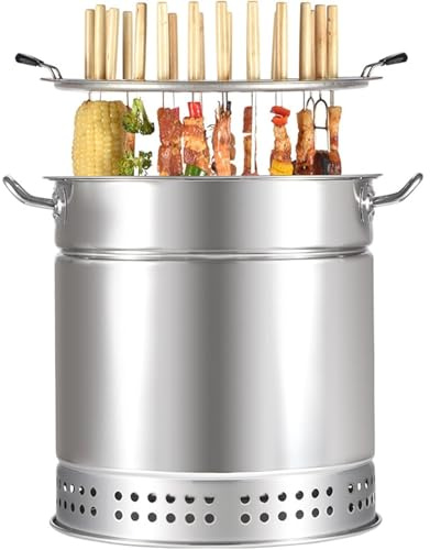 Parrilla de Barbacoa de Barril, Estufa Colgante de Barbacoa, Barbacoa de Acero Inoxidable, Barril de Malla con Brochetas, Cesta de Parrilla Rodante, Parrilla de Barbacoa Para Acampar 28 Skewers