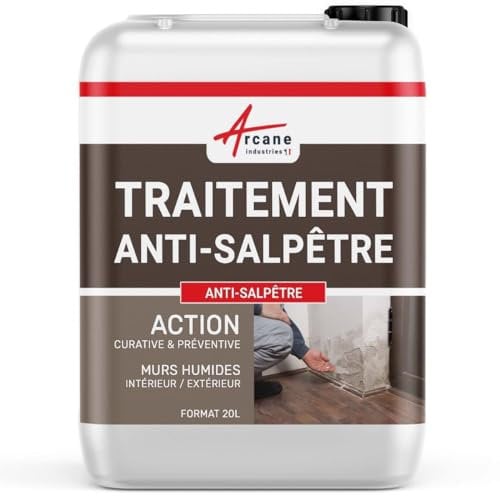 Traitement du salpêtre, antisalpêtre pour murs humides, hydrofuge, anti moisissure : Antisapêtre - 20 L (jusqu à 80m²) - ARCANE INDUSTRIES