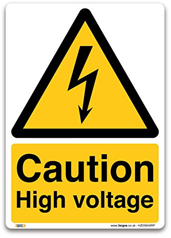 Warnschild Caution High Voltage, 1 mm, Hartplastik, Warnung zur Bausicherheit, 1 mm, harter Kunststoff, A5 210x148mm