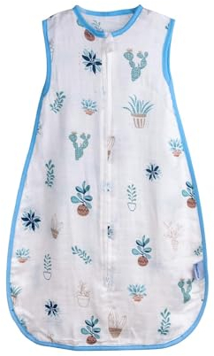 Atmungsaktiver Baby-Musselin-Schlafsack, weiche ärmellose Trage-Decke aus 100% Baumwolle 2-Wege-Reißverschluss, sicher und komfortabel für Säuglinge und Kleinkinder,unisex Sommer 0,5 Tog,9-18 Monate