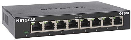 NETGEAR 8-Port Gigabit Ethernet Unmanaged Switch (GS308) - Home Network Hub, Office Ethernet Splitter, Plug-and-Play, Fanless Metal Housing, Desktop or Wall Mount