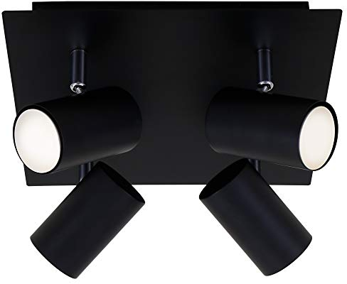 BRILONER - Deckenlampe schwenkbar, GU10 Fassung, max. 40 Watt, Deckenleuchte, Lampe, Wohnzimmerlampe, Schlafzimmerlampe, Küchenlampe, Deckenstrahler, Deckenbeleuchtung, 26,5x26,5x12,3 cm, Schwarz