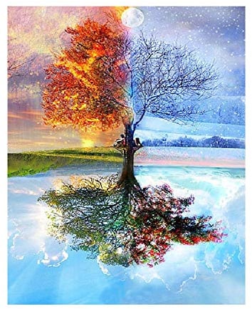 Qingdewan Holzpuzzle Erwachsene, 1000 Teile 4 Jahreszeiten Baum Holzpuzzle, Großes Holzpuzzle Scenery für Erwachsene und Kinder, Anzug Klassisches Puzzle für Kinder ab 12 Jahren und Erwachsene 75x50cm