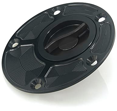 Motorrad Benzin Tankdeckel Abdeckung CNC für Yamaha FZ1 FZ6 FZR YZF R1 R6 YSR50 Fazer (Schwarz)