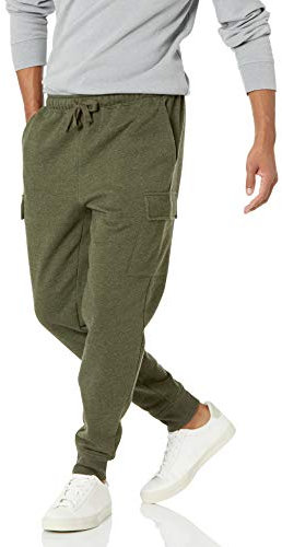 Amazon Essentials Pantaloni Cargo Sportivi per Jogging in Pile vestibilità Comoda Uomo, Verde Oliva Puntinato, XXL