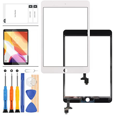 Pantalla táctil de Repuesto de 7,9 Pulgadas para iPad Mini 3 3ª generación digitalizador de Pantalla táctil Kit de Montaje de Vidrio A1599 A1600 A1601 Panel de Sensor con IC +Vidrio Templado (Blanco)