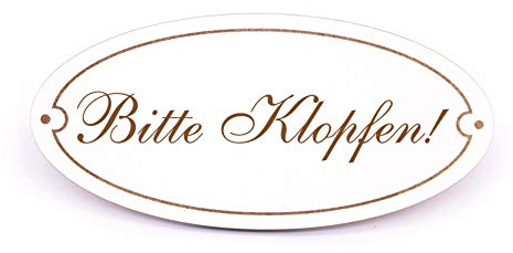 Schild Türschild Oval - Bitte Klopfen ! - selbstklebend Hinweisschild Dekoschild 15x7cm
