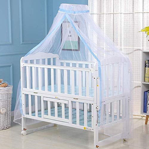 Herbests Moskitonetz für Babybett, Prinzessin Mädchen Insektenschutz Mückennetz Betthimmel für Kinderbetten Baldachin kinderzimmer Stubenwagen oder und Laufstall,Blau