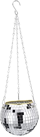 WIVAYE Pot de fleurs à suspendre en forme de boule à facettes avec crochet de plafond, 15,2 cm