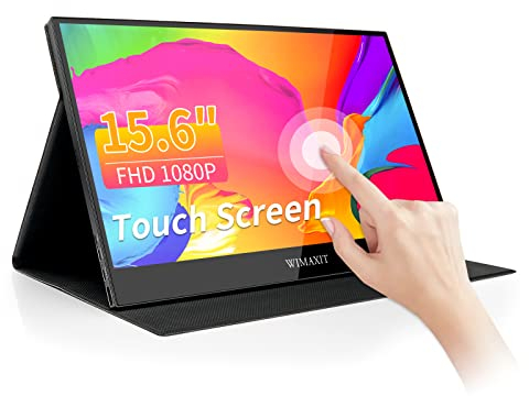 WIMAXIT 15.6 Zoll Tragbarer Touch Monitor,75 mm VESA Touchscreen Monitor Image Flip mit Full HD 1920x1080 Dual Speaker HDMI USB C(Type-C) Tragbarer Monitor für Laptop-Switch