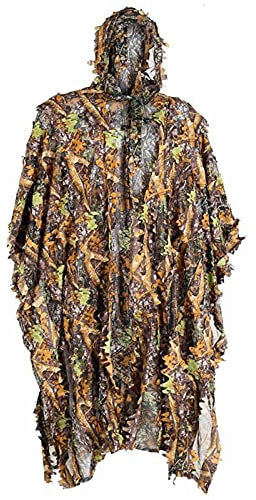 ERTG 3D Camouflage Kleidung Ghillie Anzug, Outdoor Camo Ghillie Anzüge, Woodland Ghillie Poncho Umhang Camo Cape für Vogelbeobachtung Fotografie Angeln
