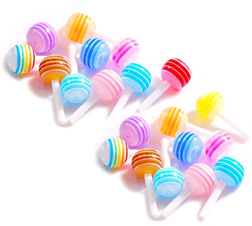 20 Stücke Lutscher Nagel Charm Nagelbolzen 3D Lutscher Candy Mini Nail Art Decor Bunte 3D Nail Art Acryl Charms Cartoon Manikürebedarf