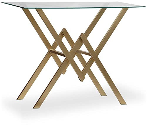 Menzzo Console Murviel en Verre et Pieds Or