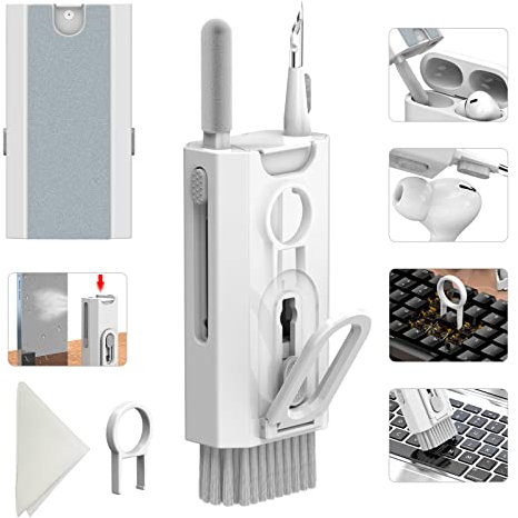8 in 1 Elektronik Reinigungsset - Tastatur-Reiniger, Tastatur-Reinigungsset, Laptop Reiniger, Laptop Reinigungsset, Elektronik Reinigungsset für Airpods Pro/Laptop/Telefon(Weiß)
