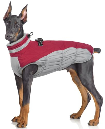 Hjumarayan Hundemantel für Kleine Mittelgroße Grosse Hunde, Hundemantel Winter Warme Wintermantel Hund Hundejacke Wasserdicht Hunde Mantel Gefüttert, Outdoor Hundemantel Labrador (Rose XL)