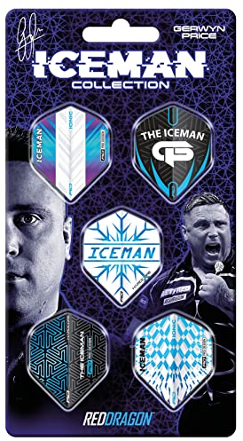 RED DRAGON Gerwyn Price Iceman Hardcore Dart-Flug Sammlungen 5 Sätze pro Packung (15 Flüge insgesamt)