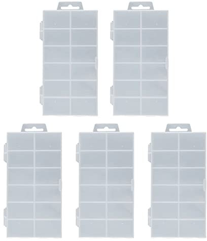 Laimoere Lot de 5 boîtes de rangement vides transparentes pour faux ongles, bijoux et accessoires pour ongles