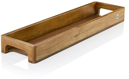 AdHoc ST27 Servierplatte, Gewürz-, Getränke- und Deko- Tablett Serve Slim rechteckig, Akazienholz/Walnussholz