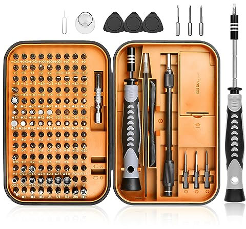 Precision Screwdriver Set, 130 in 1 Screwdriver Kit with 120 Screwdriver Bits Repair Tool Kit, Magnetic Screwdriver Set for Repair Computer, Smart Phone, Household Appliances, Game Console (Orange)