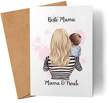 Kiddle-Design Mutter Karte Muttertag Personalisiert für Mama Sohn Baby Geschenk Kinder Mütter Geschenk Mamitag Muttertagskarte