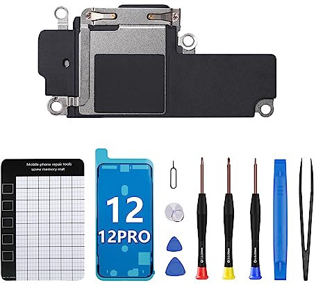 for iPhone 12 Loud Speaker Buzzer Module Replacement for iPhone 12 Pro with Assembly Loudspeaker Ringer Sound Connector Flex Cable Part Audio with Complete Repair Tools Kit for A2172 A2402 A2403 A2404