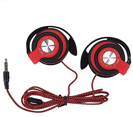 Sopra l'orecchio Cuffie cablate con gancio regolabile auricolari Musica auricolare per il telefono (Rosso)