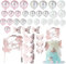 XIEJ 37 Stück Tortendeko Kugeln, Happy Birthday Tortendeko, Cupcake Topper Bubble Bunte Ball, Tortendeko Geburtstag Mädchen, DIY Cake Topper für Geburtstag Hochzeit, Roségold