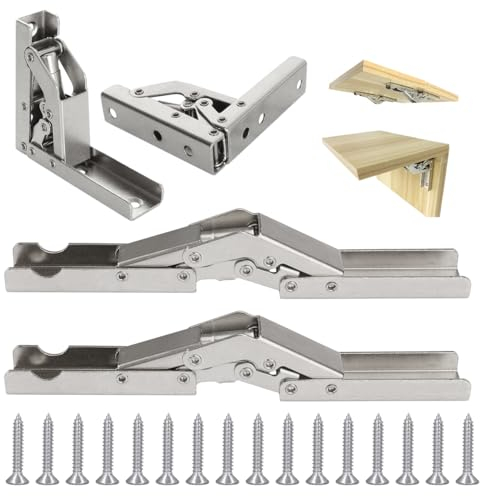 4 Piezas Soporte Oculto para Puerta Plegable, Bisagra Abatible con 16 Tornillos, Bisagra Plegable de 90/180 Grados, para Muebles de Cocina de Cierre Suave, Puertas de Armarios, Armarios de Baño