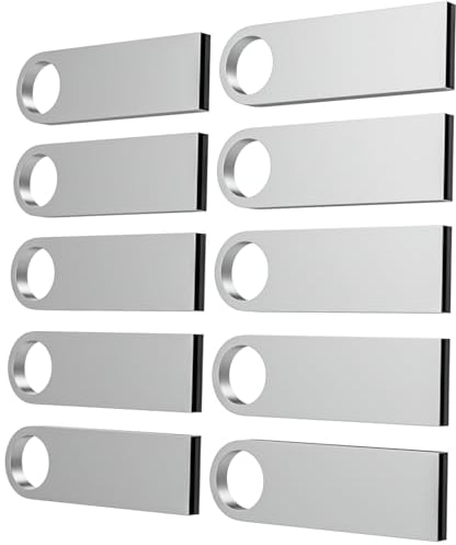 USB Stick 16GB 10 Stück, ABLAZE Mini Speicherstick Wasserdicht 16GB USB Sticks Metall 10er Pack für Laptop, Computer, TV, Auto
