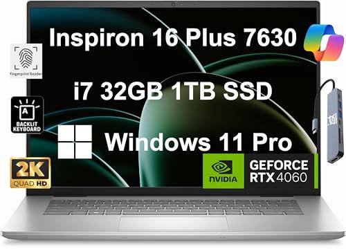 Dell Inspiron 16 Plus 7640 7000 Business Laptop (16 QHD 2.5K 120Hz, Intel 10-Core i7-13620H, 16GB DDR5, 1TB SSD), Backlit, Fingerprint, Thunderbolt 4, IST Hub, 1080p Webcam, Win 11 Pro w/Copilot